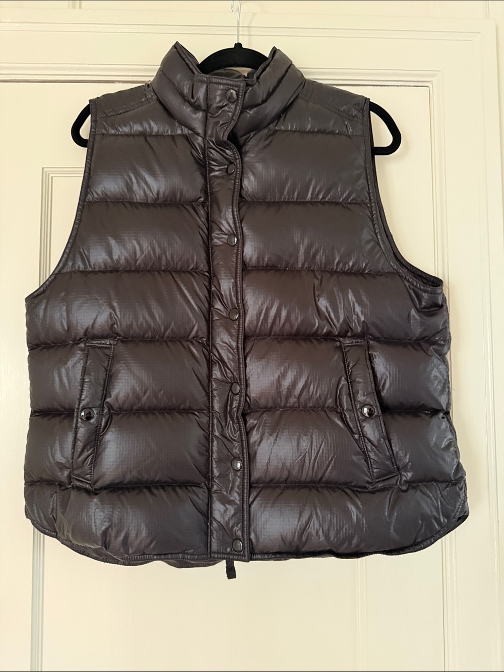 J. Crew Glossy Quilted Puffer Vest in Dark Brown
